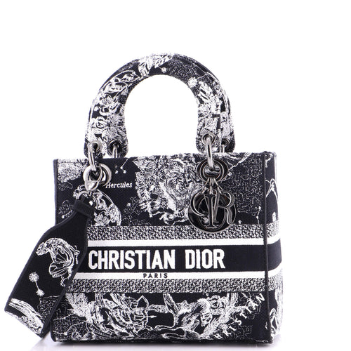 Lady D-Lite Bag Embroidered Canvas Medium