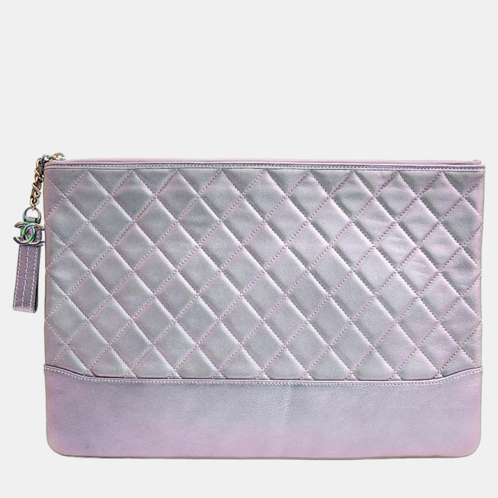 Chanel Purple Leather Gabrielle Clutch