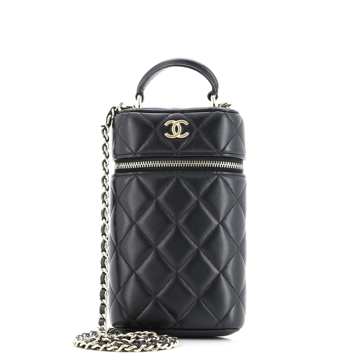 Chanel CHANEL Classic Vanity Top Handle Phone Holder with Chain Quilted Lambskin