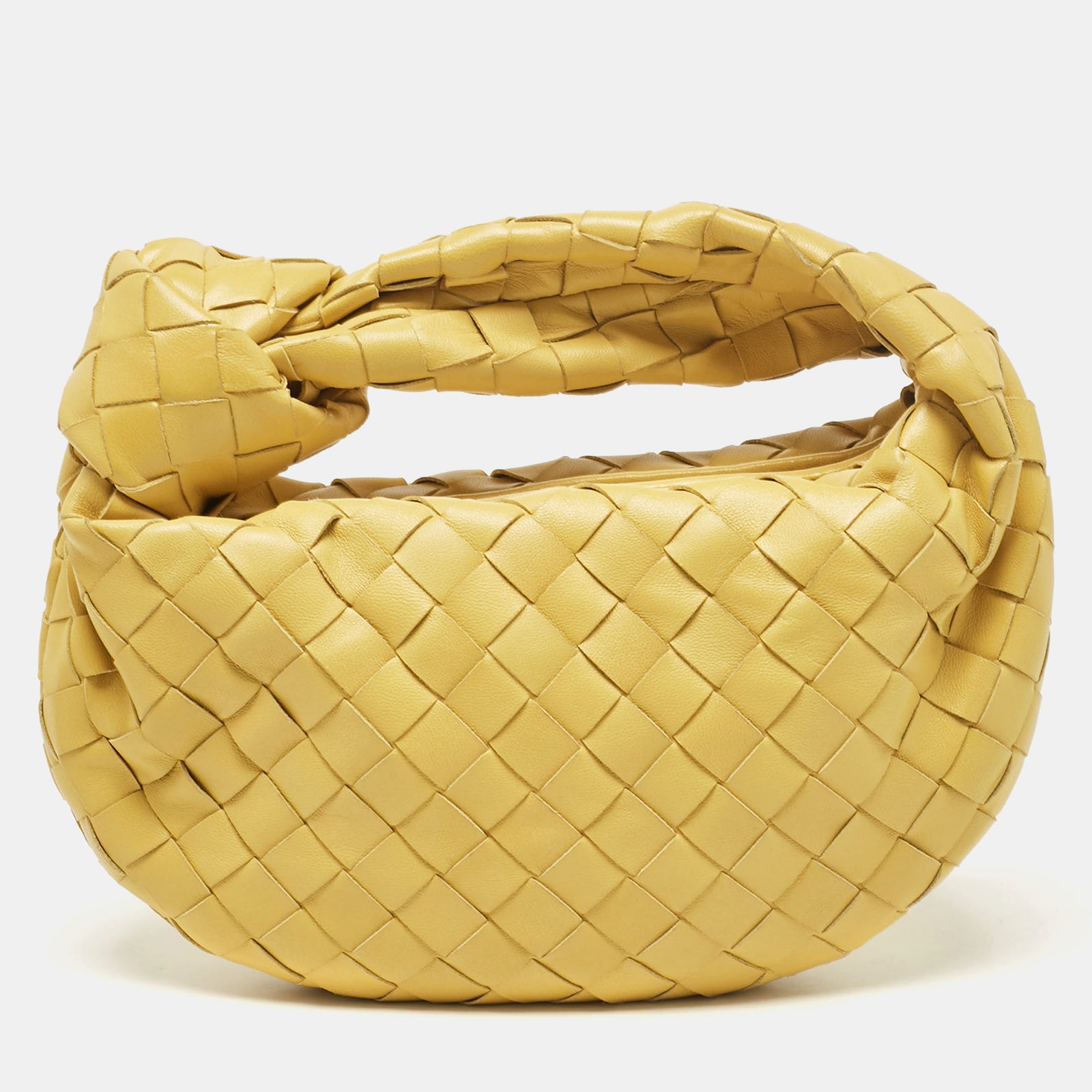 Bottega Veneta Yellow Intrecciato Leather Mini BV Jodie Bag