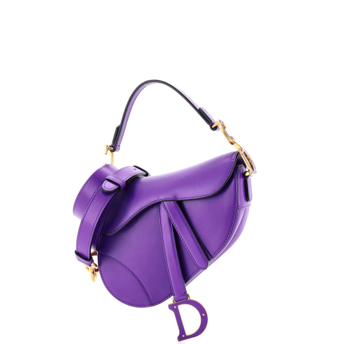 Christian Dior Saddle Handbag with Strap Leather Mini