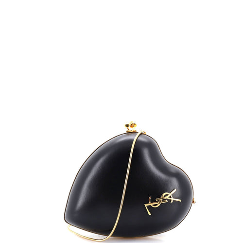 Love Heart Chain Box Clutch Leather Small