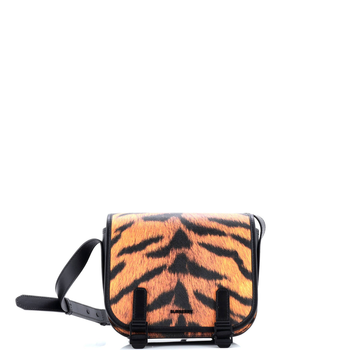 Burberry Double Buckle Flap Messenger Bag Printed Coated Canvas Small