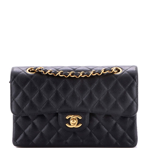 CHANEL Classic Double Flap Bag Quilted Caviar Small