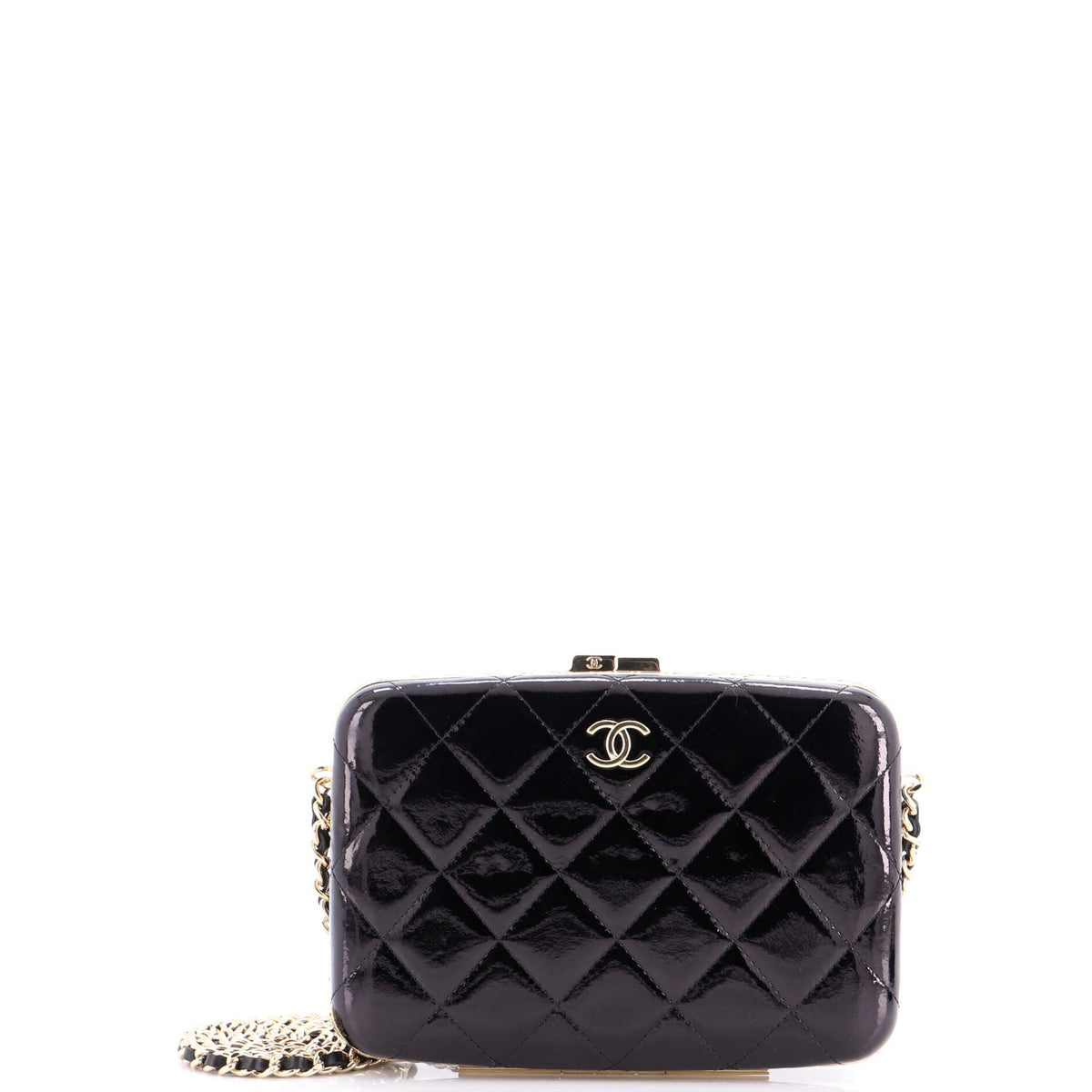 Chanel CHANEL Framed Box Clutch with Chain Quilted Patent Small