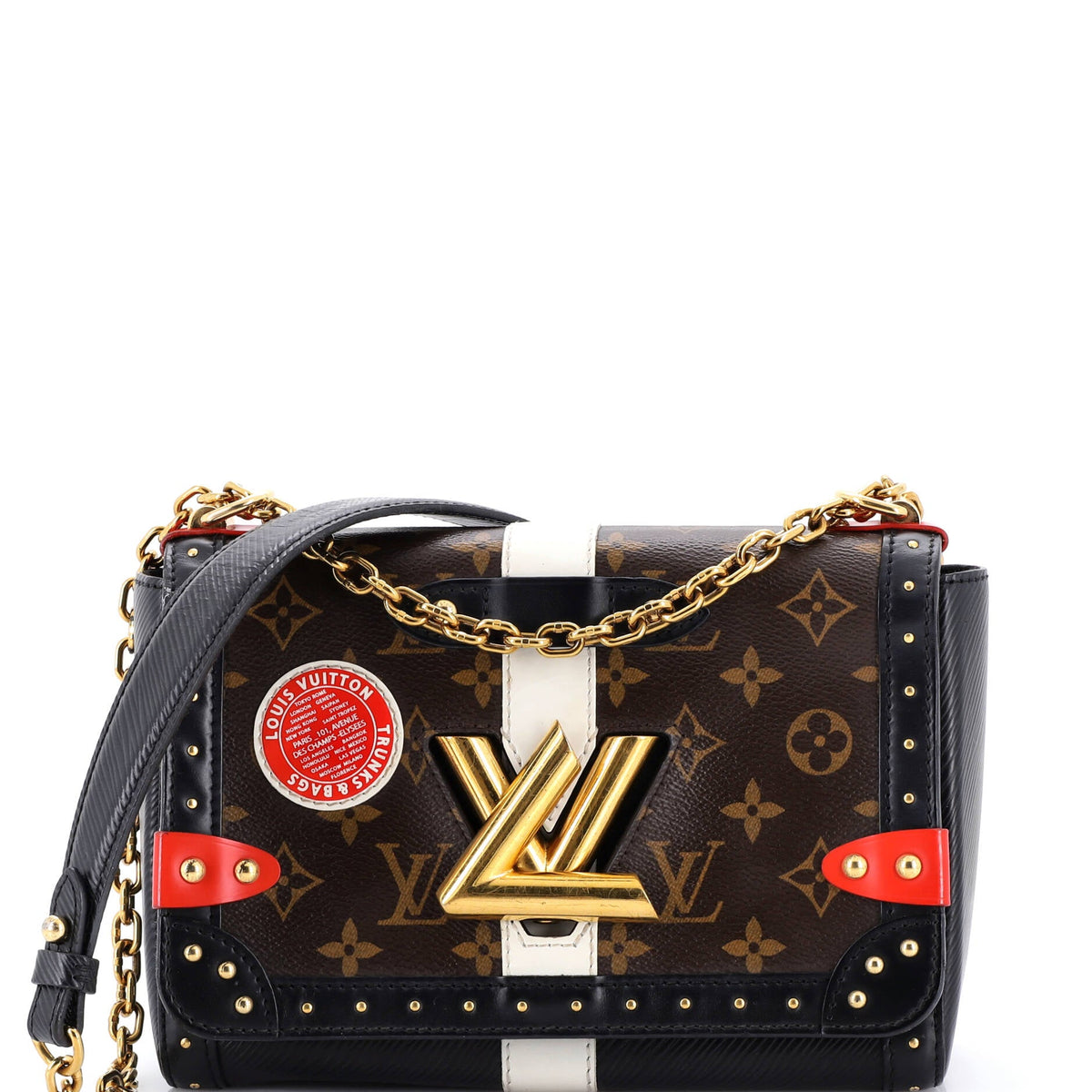 Louis Vuitton Twist Handbag Studded Epi Leather and Monogram Canvas MM
