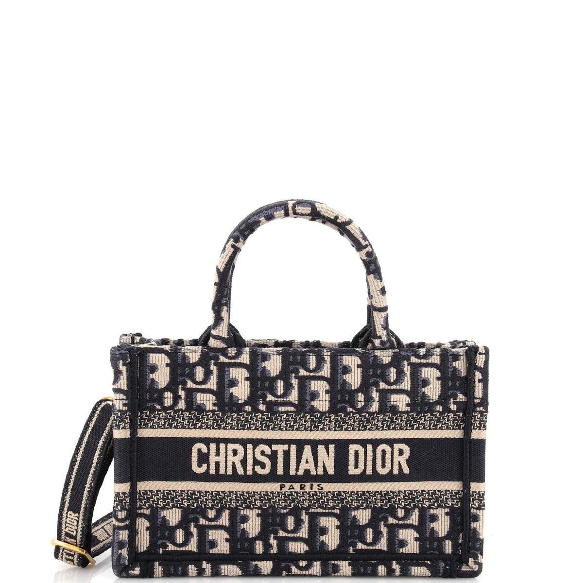 Christian Dior Book Tote with Strap Oblique Canvas Mini