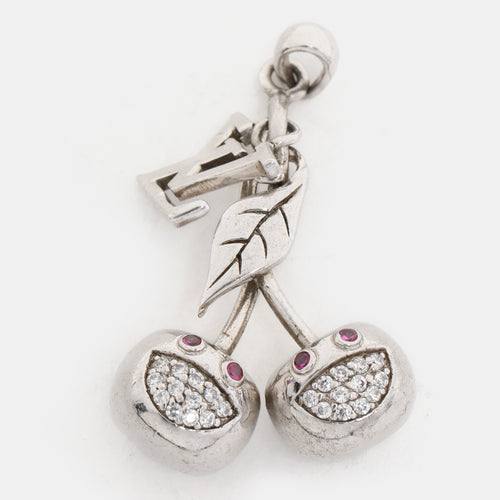925 Silver/Pink Crystals Cherry Blossom Bag Charm