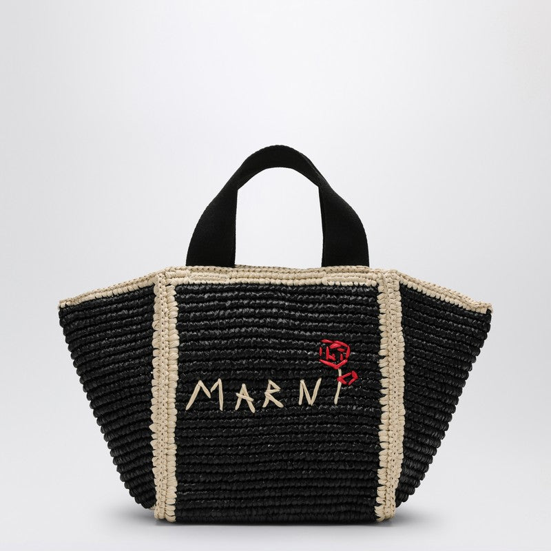 Marni Sillo Small Shopping Bag In Raffia-effect Macramé