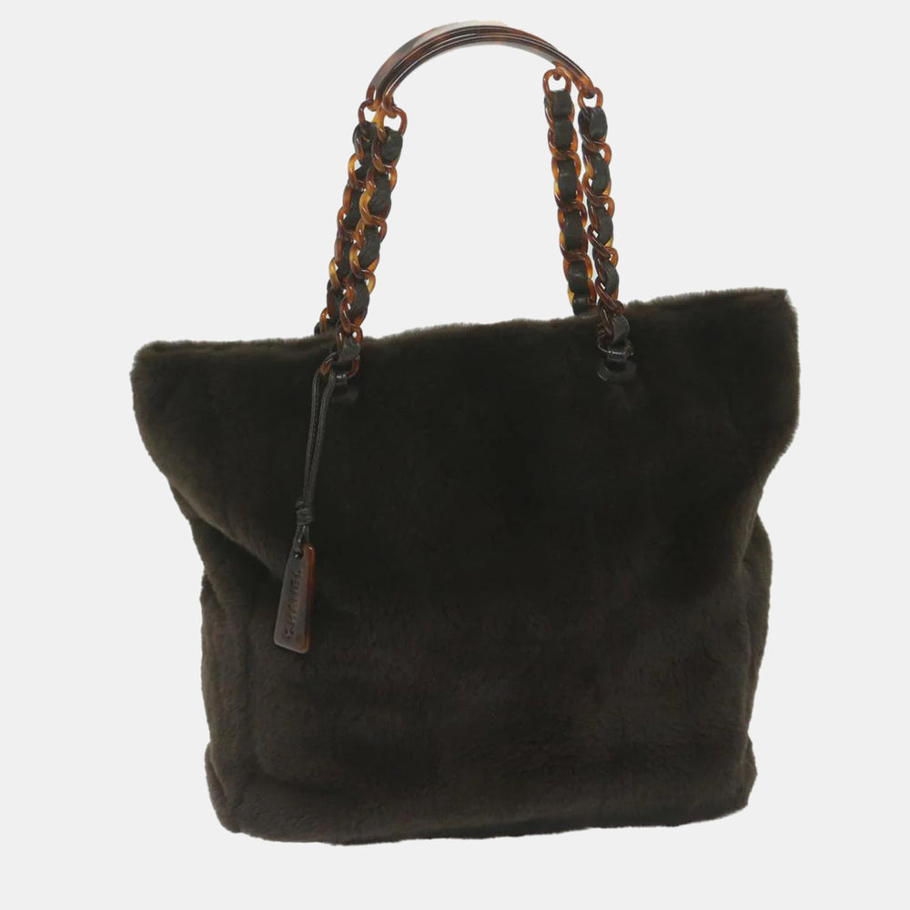 Sac fourre-tout en fourrure de vison marron