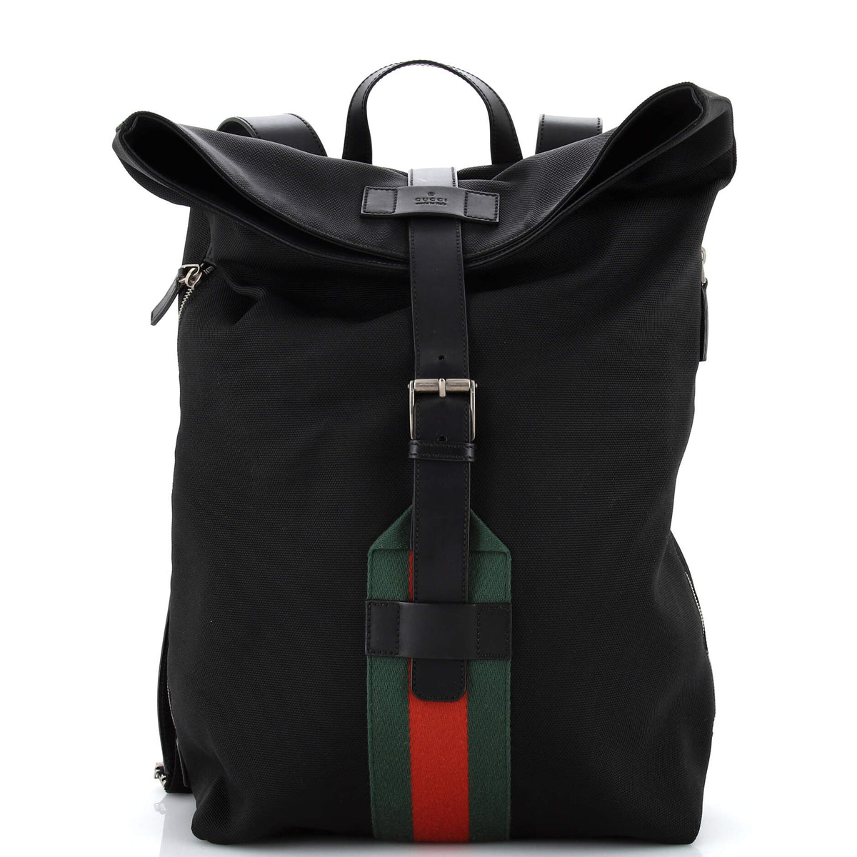 Gucci GUCCI Web Fold Over Backpack Techno Canvas Medium