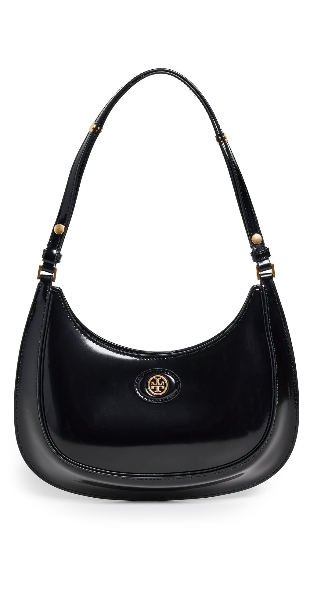 Tory Burch Robinson Spazzolato Convertible Crescent Bag Black One Size