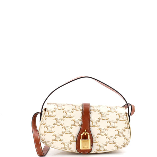 CELINE Tabou Clutch with Strap Triomphe Coated Canvas