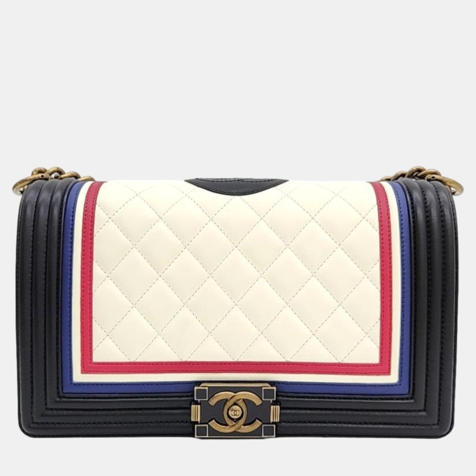 Chanel Multicolour Quilted Lambskin Leather East/West Crest Boy Bag