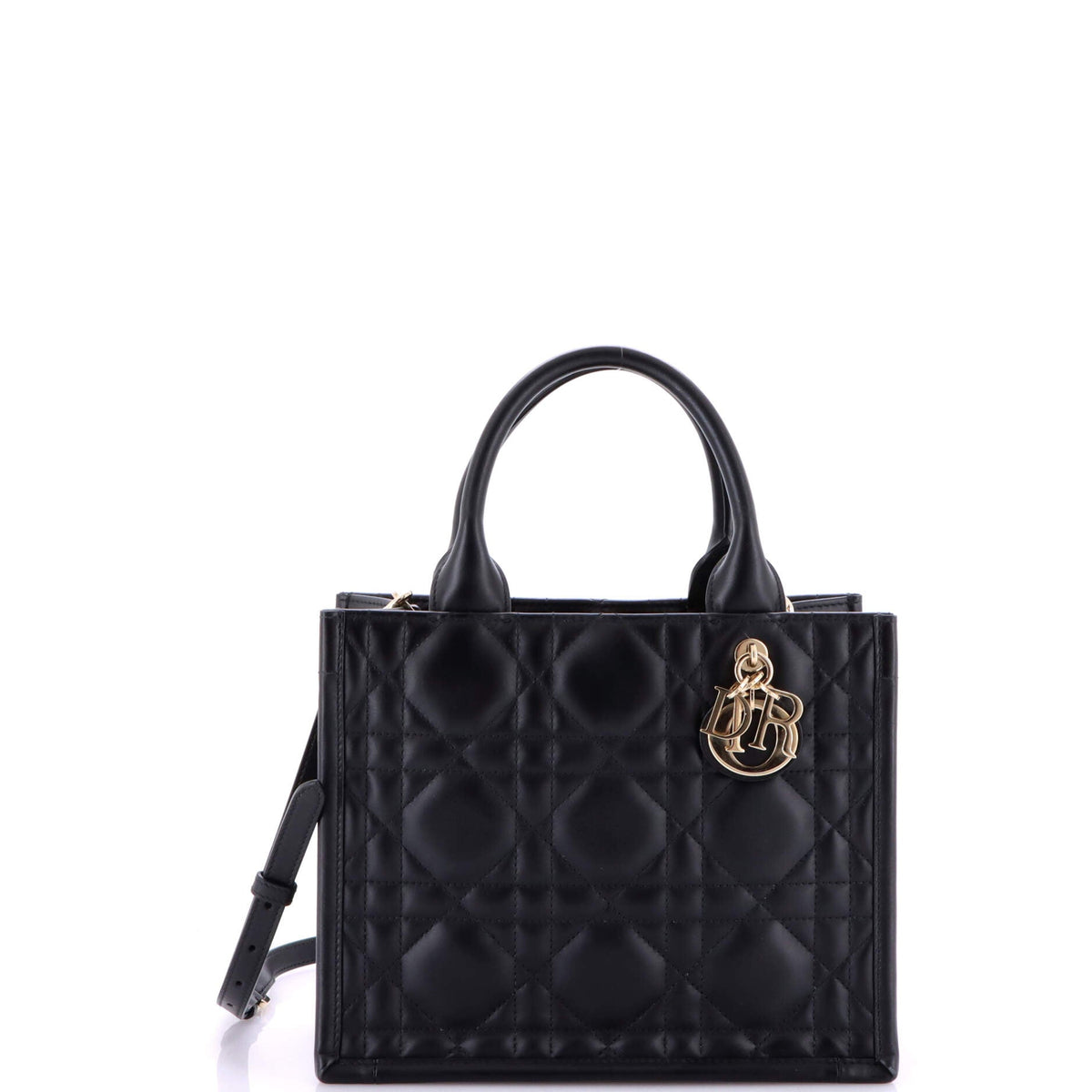 Christian Dior Book Tote with Strap Cannage Quilt Lambskin Small
