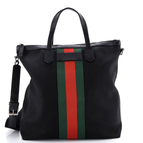 GUCCI Web Zip Tote Techno Canvas Medium