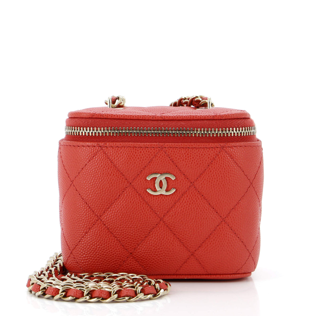 Chanel CHANEL Classic Vanity Case with Chain Quilted Caviar Mini