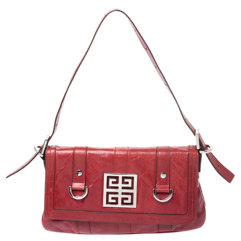 Givenchy Red Leather Logo Shoulder Bag