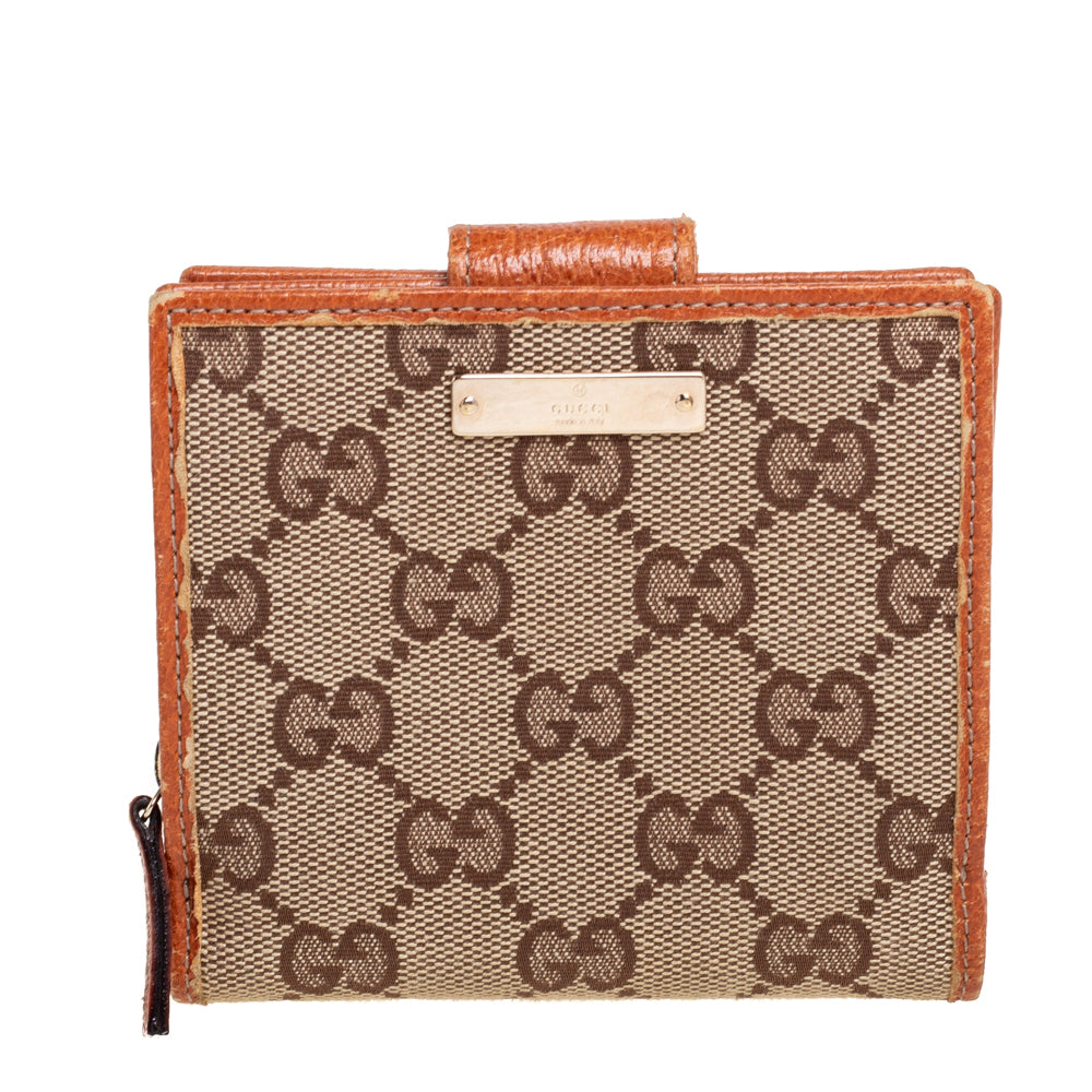 Gucci Beige GG Canvas Zip Around French Compact Wallet