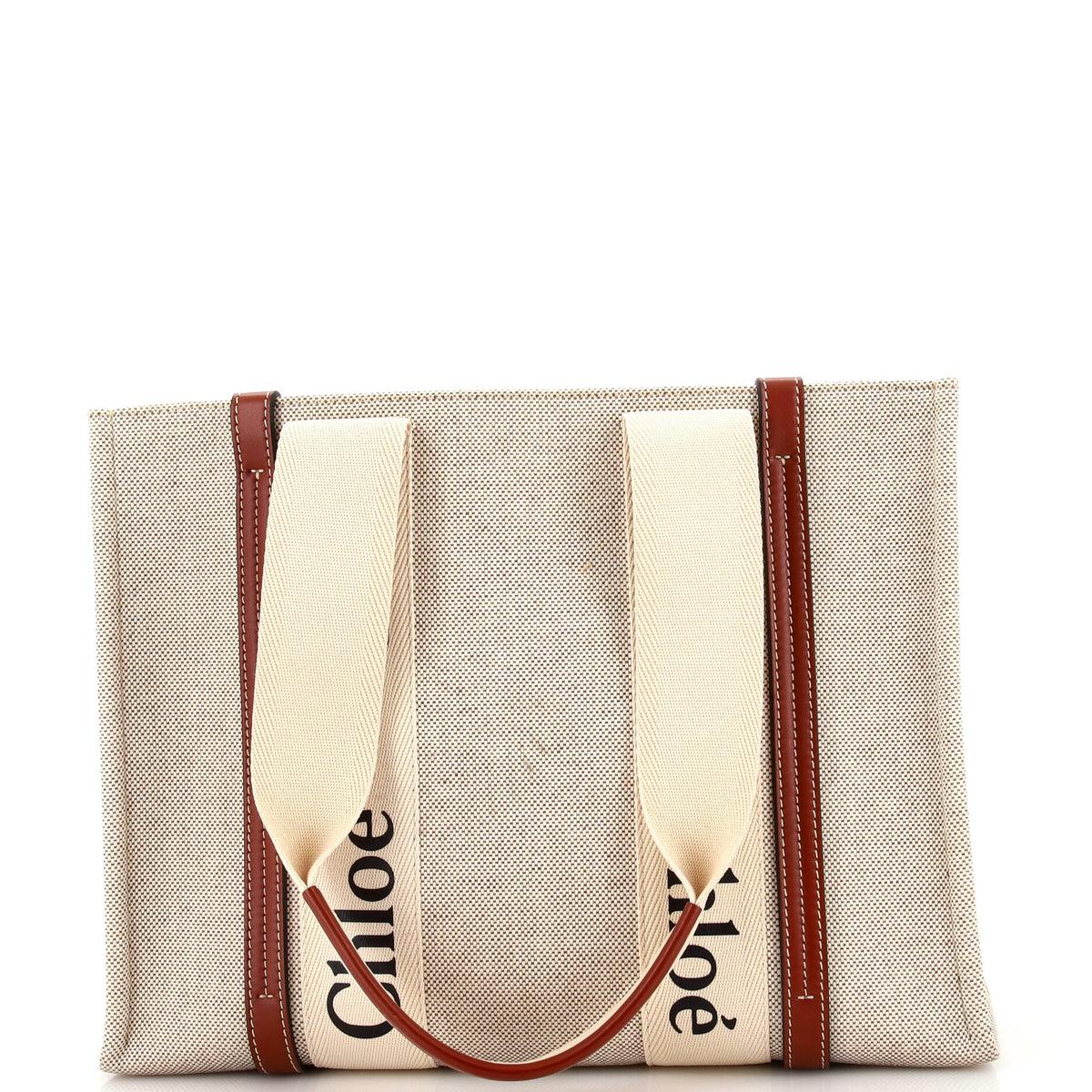 Chloe CHLOE Woody Tote Canvas with Leather Medium