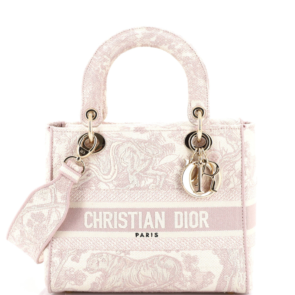 Christian Dior Lady D-Lite Bag Embroidered Canvas Medium