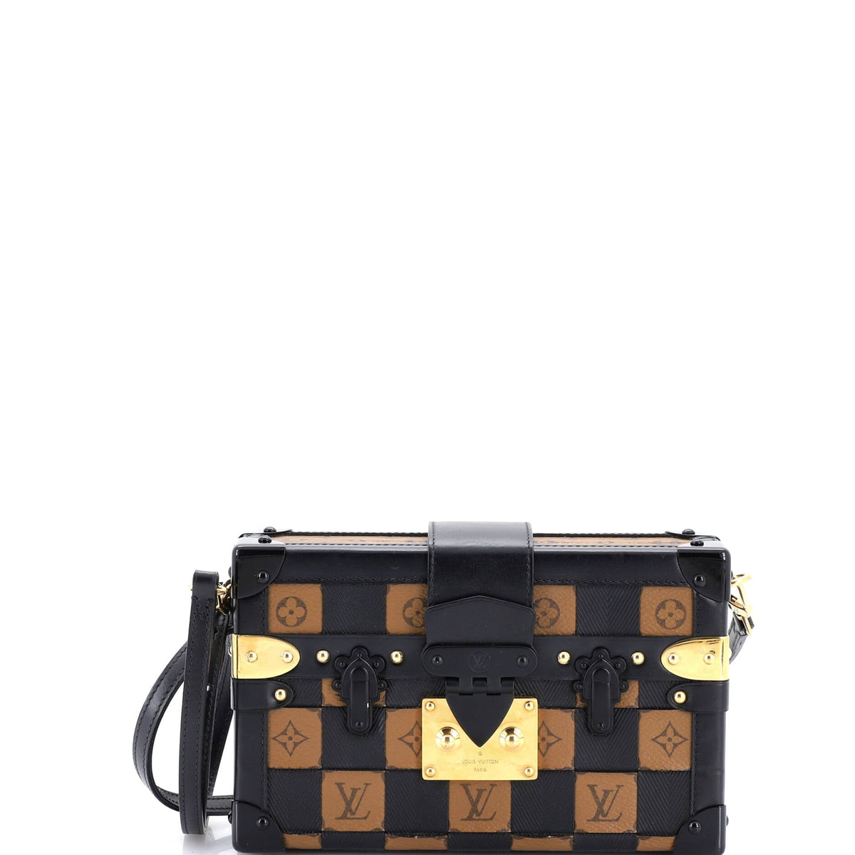 Louis Vuitton Petite Malle Handbag Damier Tressage Monogram Canvas and Leather
