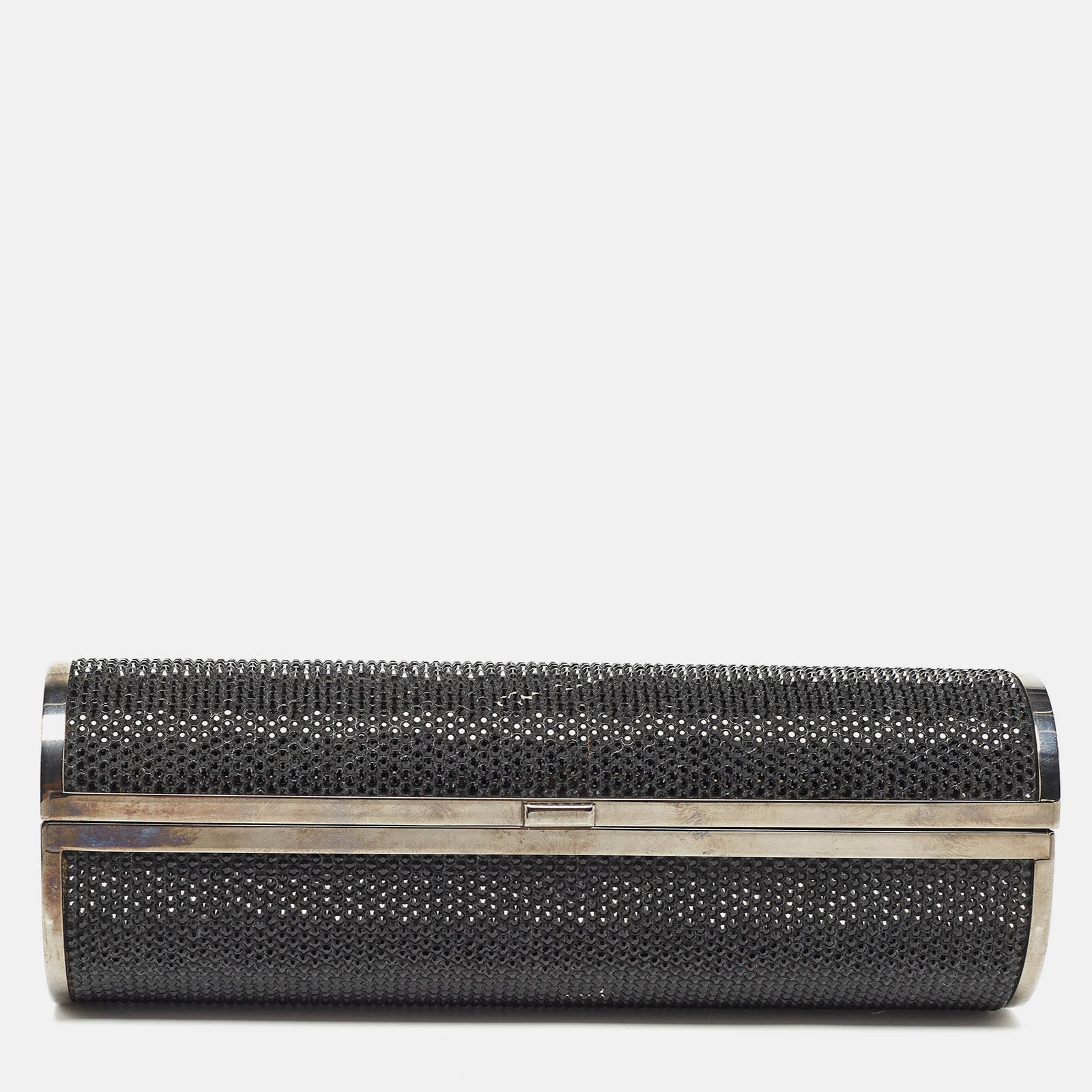 Jimmy Choo Black Crystal Metal Frame Clutch