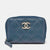 Blue Quilted Shimmer Caviar Leather Classic Zipped Coin Purse