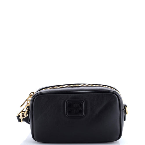 Logo Embossed Camera Bag Leather