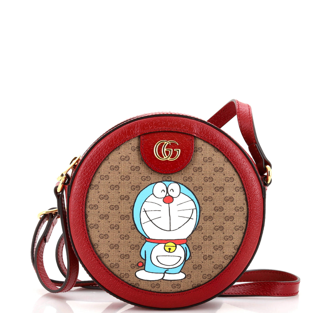 GUCCI Doraemon Round Shoulder Bag Printed Mini GG Coated Canvas