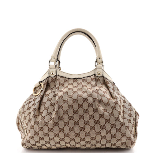 GUCCI Sukey Tote GG Canvas with Leather Medium
