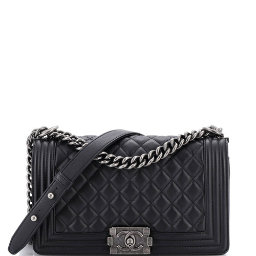 CHANEL Boy Flap Bag Quilted Calfskin Old Medium