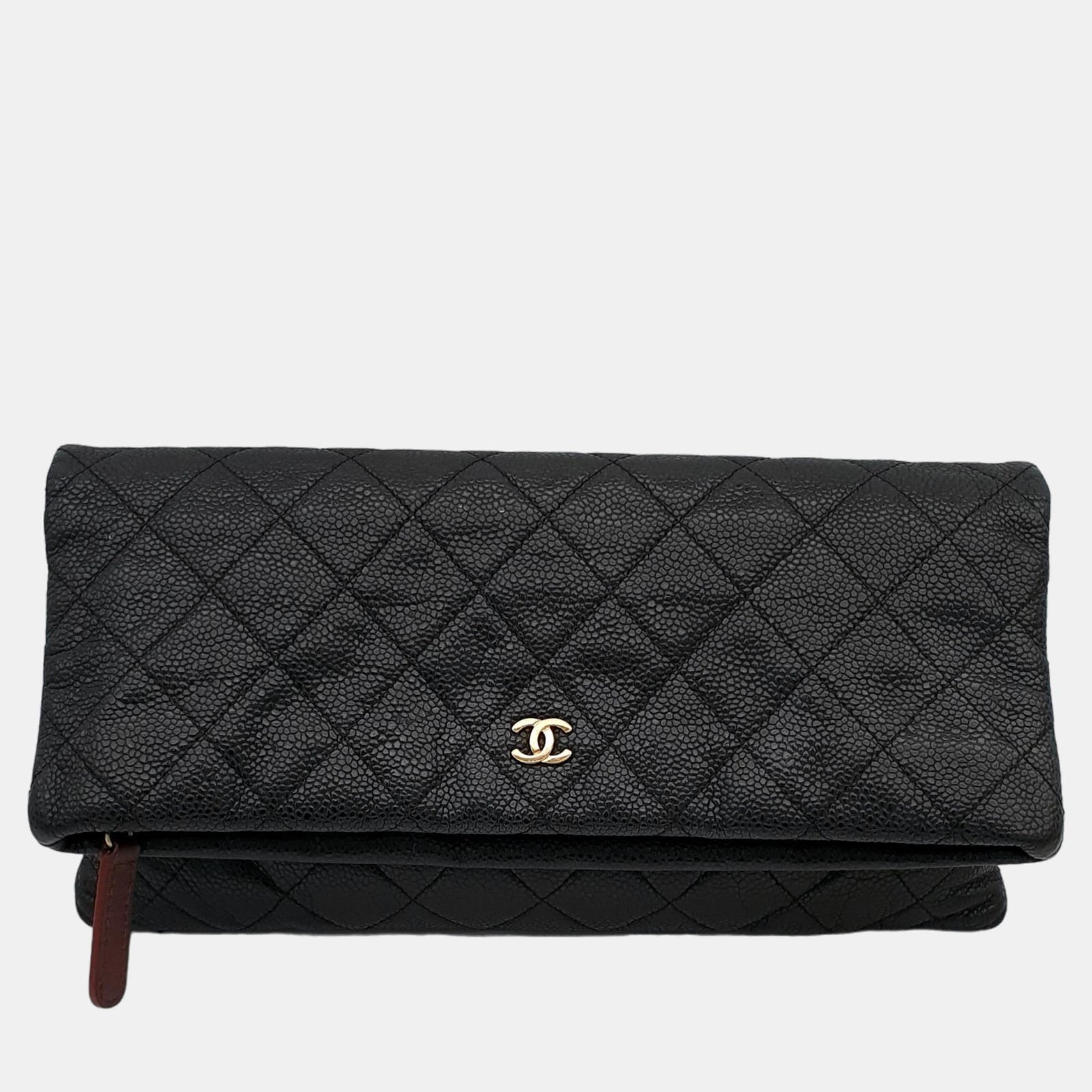 Chanel Beauty CC – Umschlag-Clutch aus schwarzem Leder