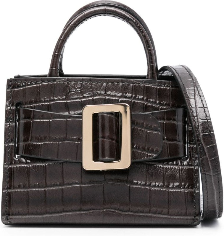 Boyy Women's Bobby Charm Leather Mini Bag in Black | Size UNI | BOBBYCHARMCROCEMBOSSEDCS Color CSDBLACK