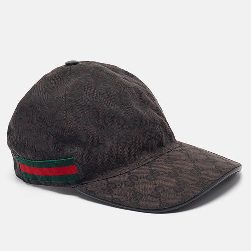Black Web Striped GG Canvas Baseball Cap M