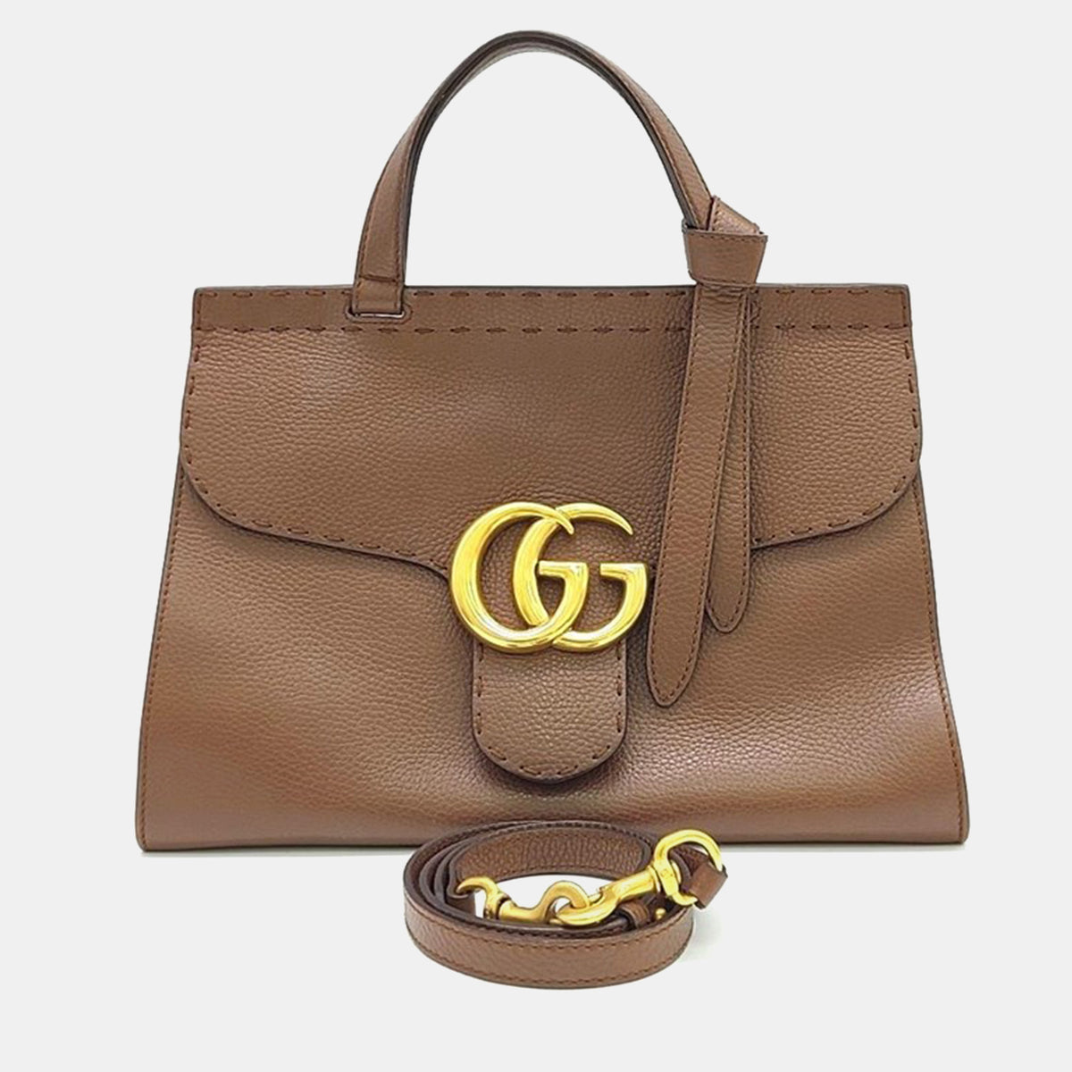 Gucci Brown Leather GG Marmont Tote Bag