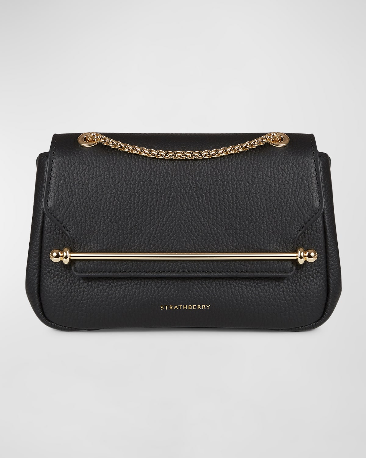 Strathberry East-West Flap Leather Chain Shoulder Bag