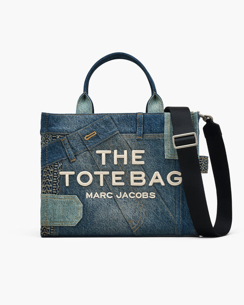 The Deconstructed Denim Medium Tote Bag in Indigo Multi