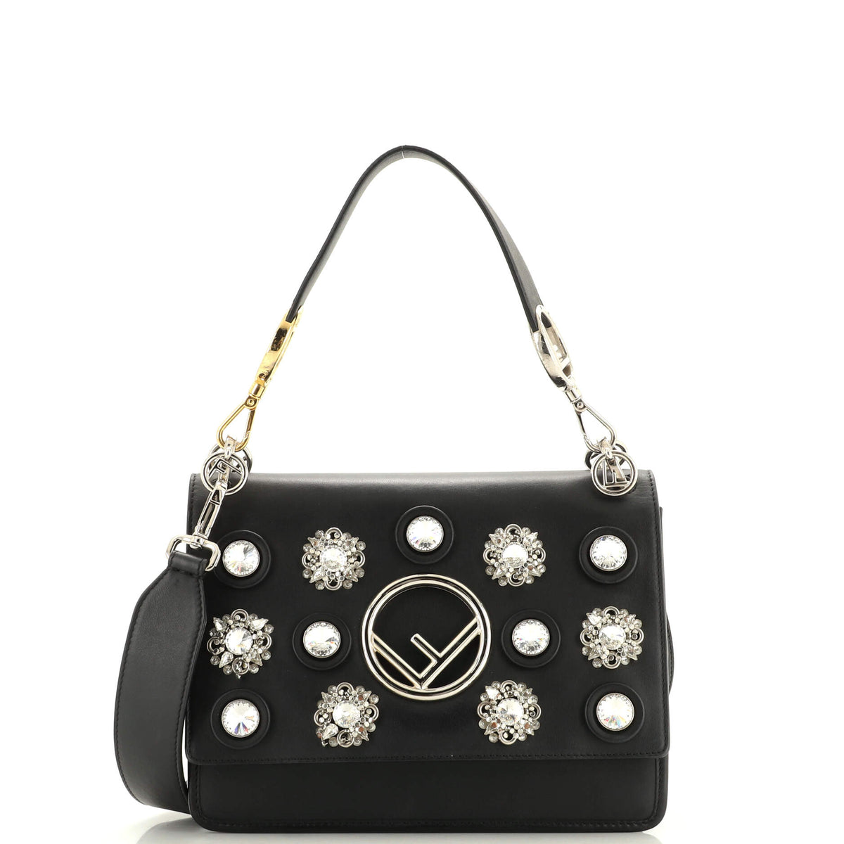 Fendi FENDI Kan I F Shoulder Bag Embellished Leather Medium