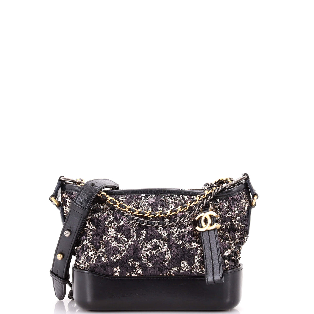 Chanel CHANEL Gabrielle Hobo Logo Motif Sequins Small