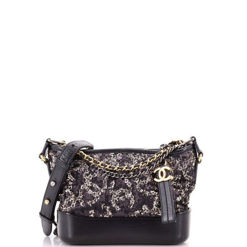 CHANEL Gabrielle Hobo Logo Motif Sequins Small