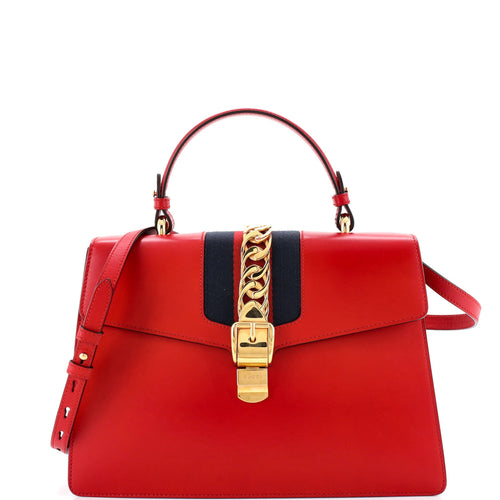 GUCCI Sylvie Top Handle Bag Leather Medium