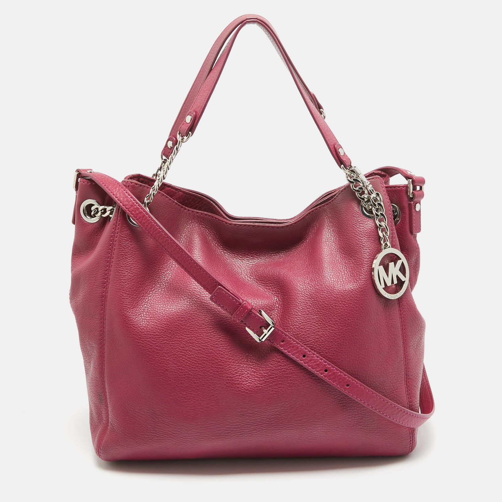 Michael Kors Magenta Leather Chain Shoulder Bag