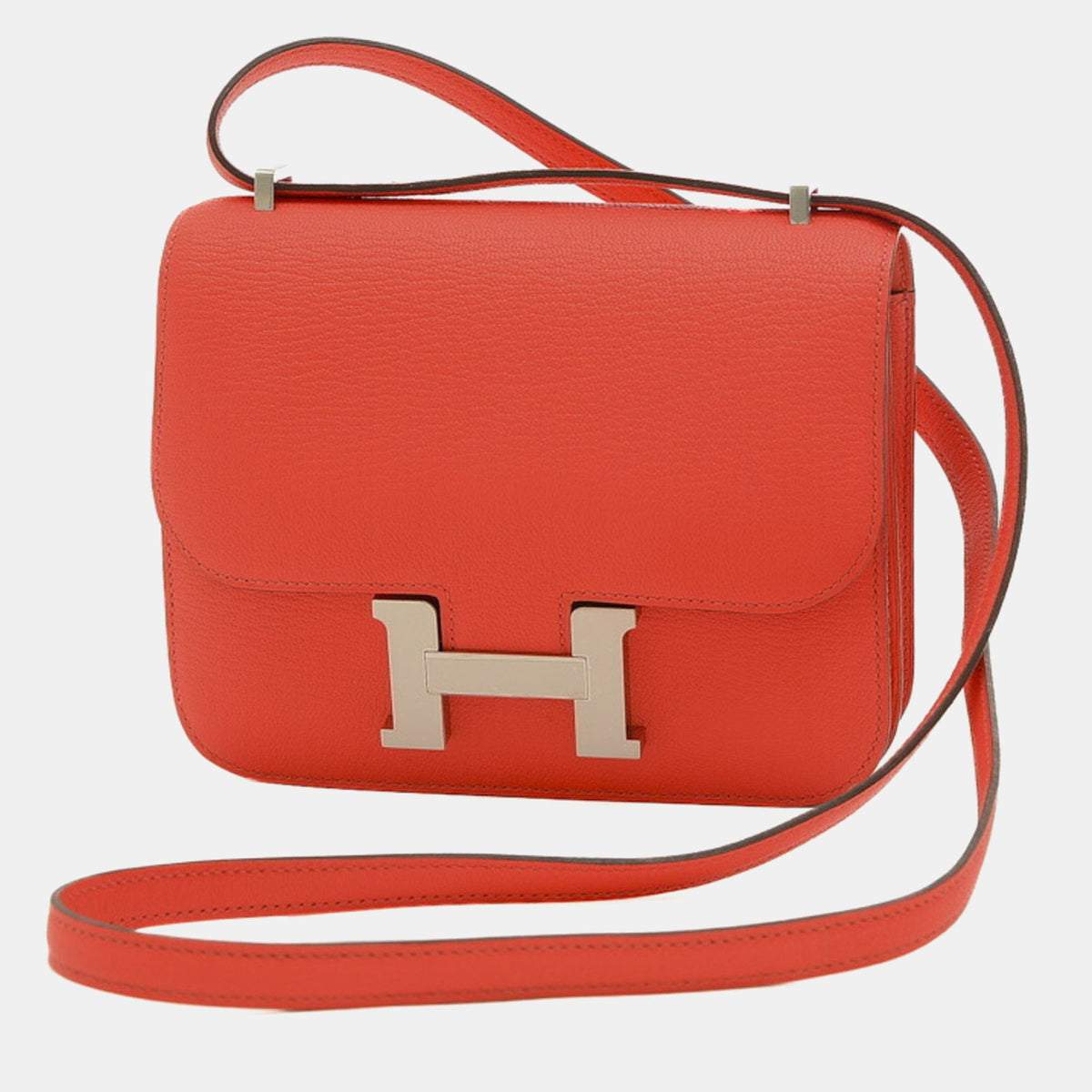 Hermès Red Chevre Leather Constance 18 Shoulder Bag