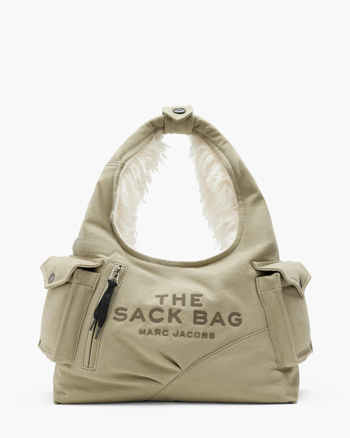 Marc Jacobs Marc Jacobs Cargo Sack Bag in Canvas with Faux Fur in Utility Khaki