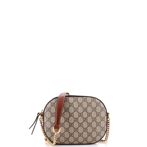 GUCCI Chain Crossbody Bag GG Coated Canvas and Leather Mini