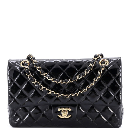 CHANEL Classic Double Flap Bag Quilted Patent Medium