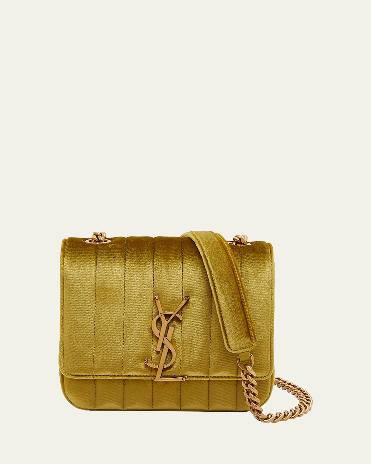 Saint Laurent Vicky Small YSL Crossbody Bag in Quilted Velvet