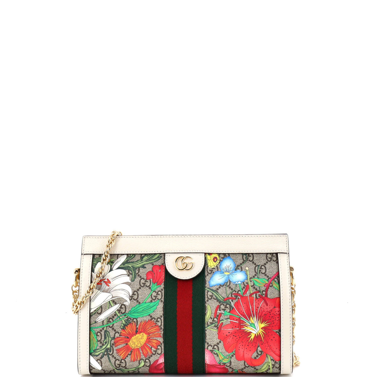Gucci GUCCI Ophidia Chain Shoulder Bag Flora GG Coated Canvas Small