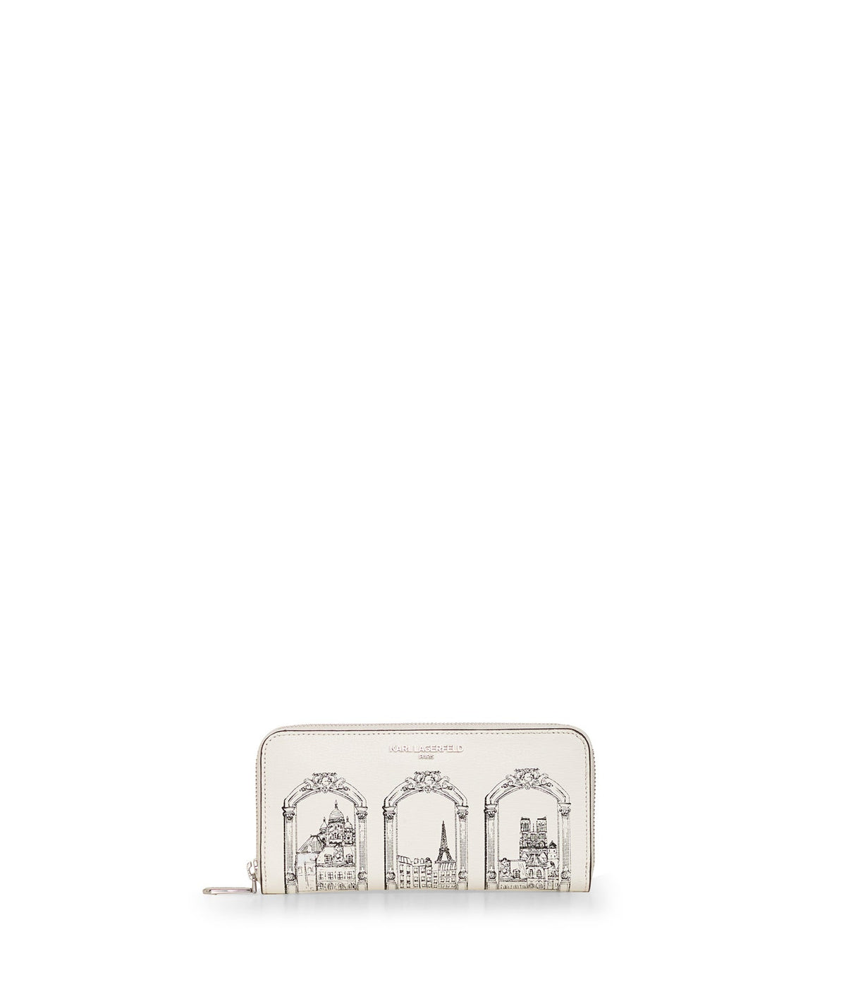 Karl Lagerfeld Paris | Women's Paris Scene Small Zip Around Wallet | White/Black/Red